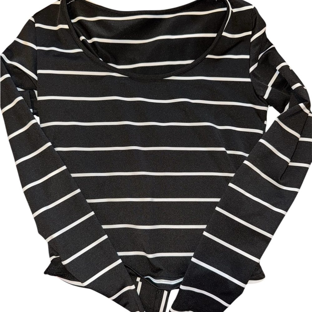 Black and White Striped Women's Top